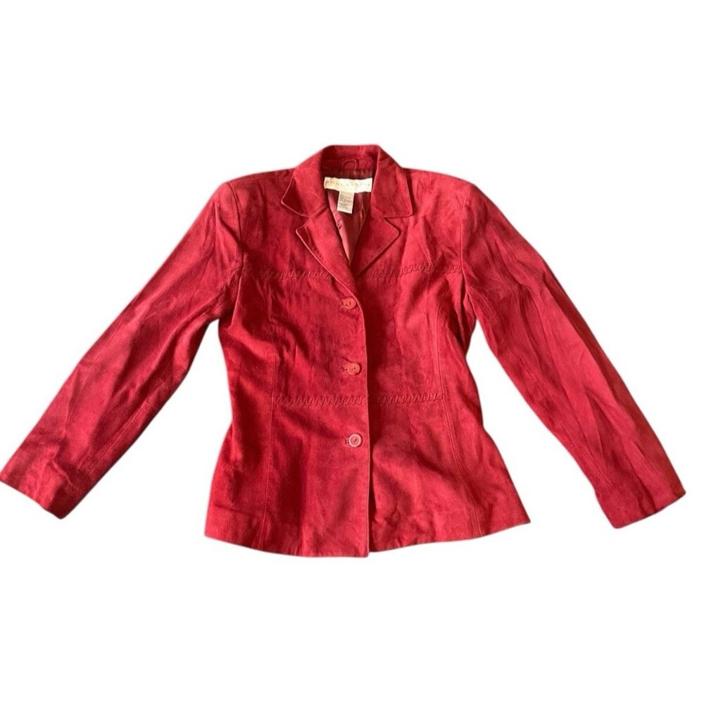 Vintage Doncaster Leather Suede Red Womens Jacket Size 6 Blazer READ Y2K